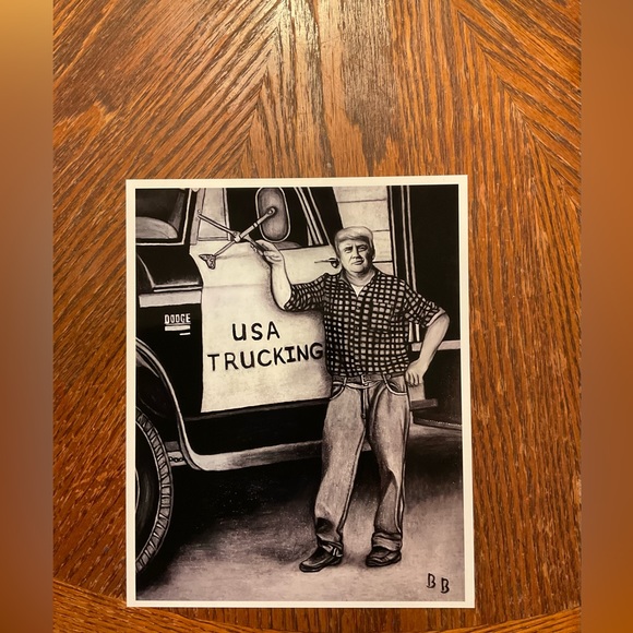 🇺🇸”Trump For Truckers, Let Freedom Ring” Original Art Black & White Print! - Picture 5 of 11